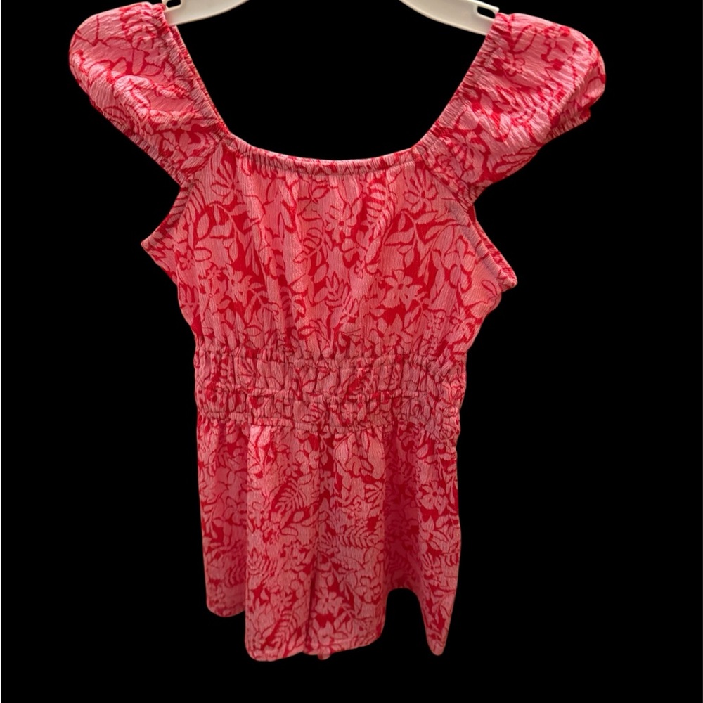 SO Pink Smocked Puff Sleeve Romper